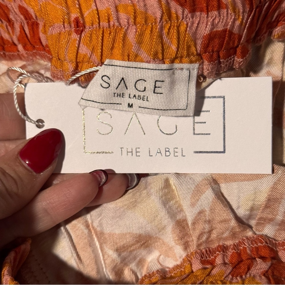 Sage the label, High Waist Orange and Red Shorts with Tropical Print - Picture 2 of 3